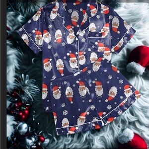Santa Claus Kids Pajamas - Blue